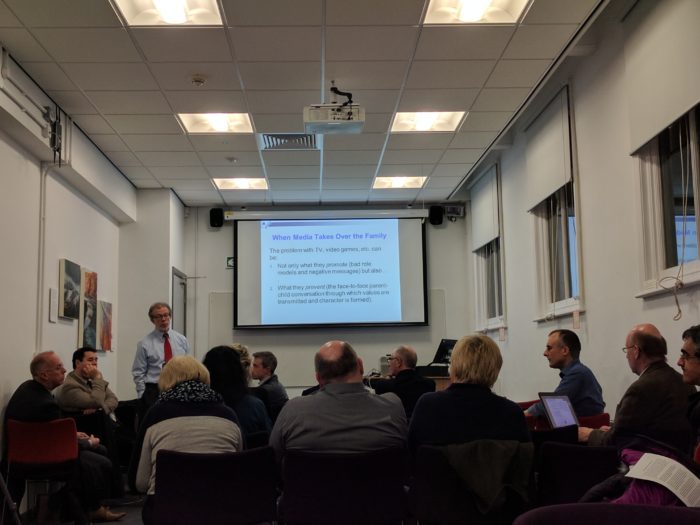 Our photo shows Prof Tom Lickona delivering the Digital Character CPSE seminar to academics and secondary school teachers.