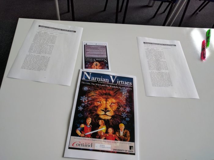 Narnian Virtues highlighting task for delegates.
